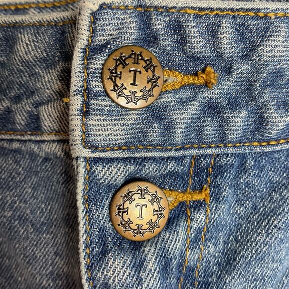 Thalia Sodi Womens Cotton Denim Patchwork Skirt Medium Wash Floral Size 15 16 - Picture 3 of 10